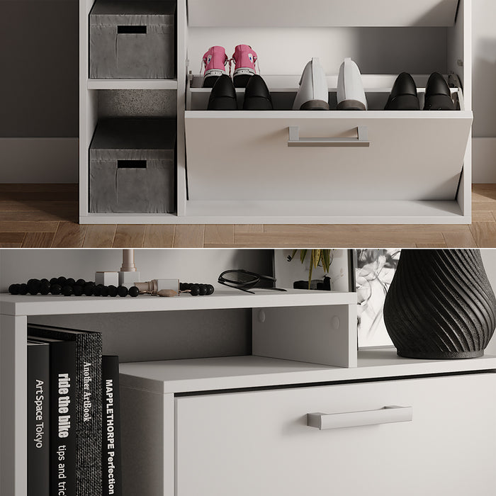 Vicco Scarpiera Bianco 80 x 128.3 cm con 3 scomparti