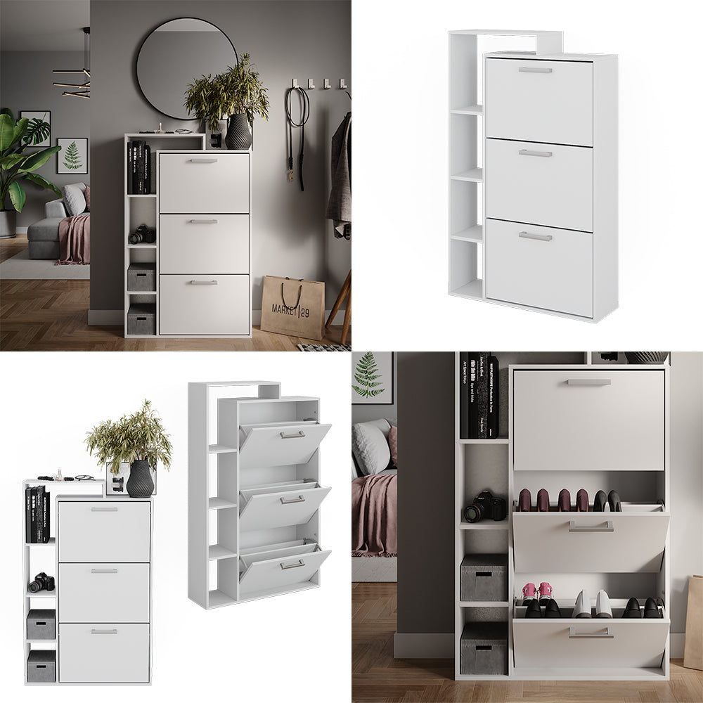 Vicco Scarpiera Bianco 80 x 128.3 cm con 3 scomparti