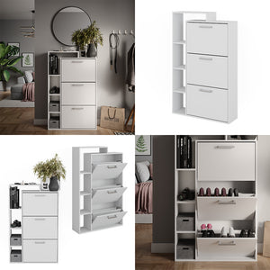 Vicco Scarpiera Bianco 80 x 128.3 cm con 3 scomparti