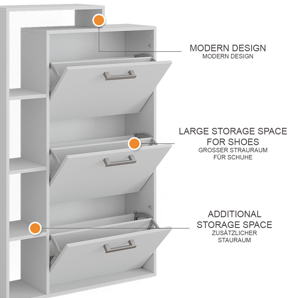 Vicco Scarpiera Bianco 80 x 128.3 cm con 3 scomparti