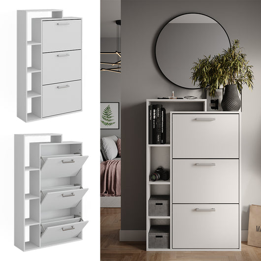 Vicco Scarpiera Bianco 80 x 128.3 cm con 3 scomparti