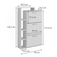 Vicco Scarpiera Bianco 80 x 128.3 cm con 3 scomparti