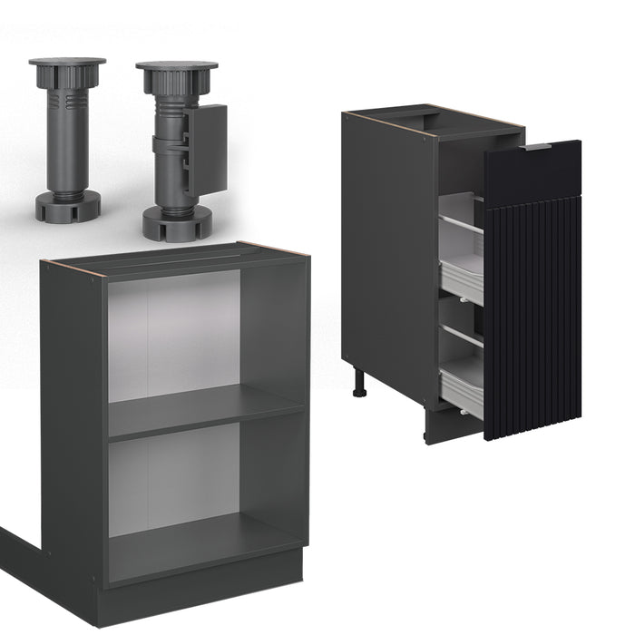 Vicco Isola cucina Nero a righe 90 cm con cassetto, senza piano di lavoro