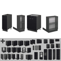 Vicco Isola cucina Nero a righe 90 cm con cassetto, senza piano di lavoro