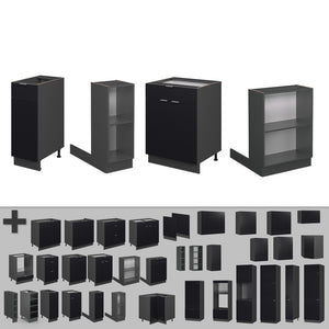 Vicco Isola cucina Nero a righe 90 cm con cassetto, senza piano di lavoro