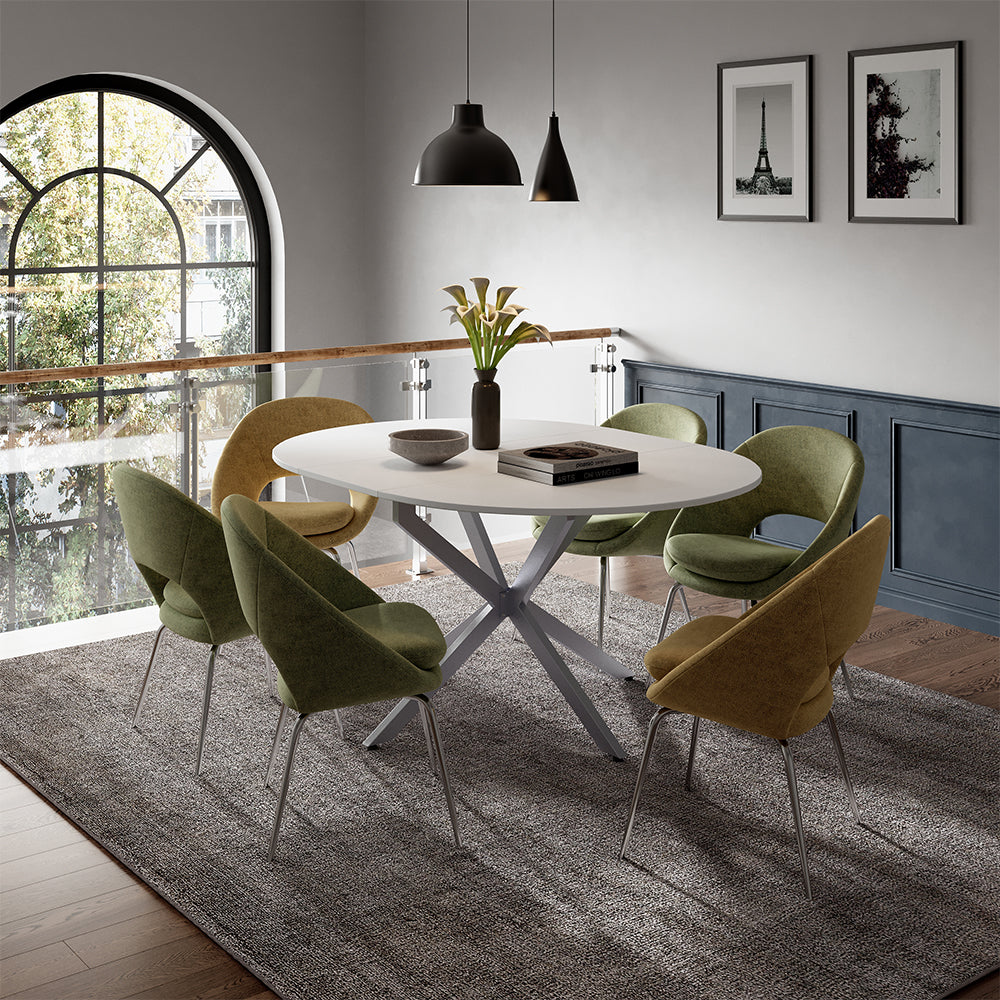 Vicco tavolo da pranzo allungabile Bianco/Grigio 120 x 76.5 cm Estensibile
