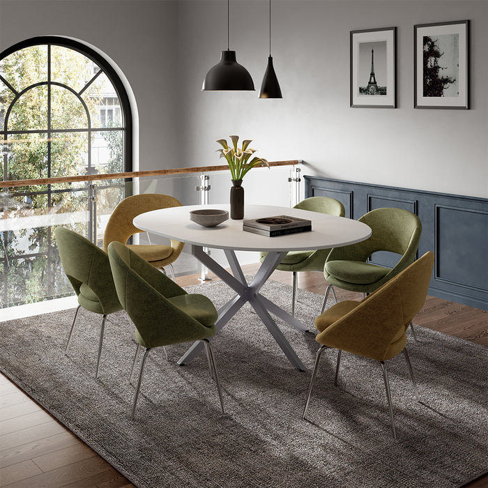 Vicco tavolo da pranzo allungabile Bianco/Grigio 120 x 76.5 cm Estensibile