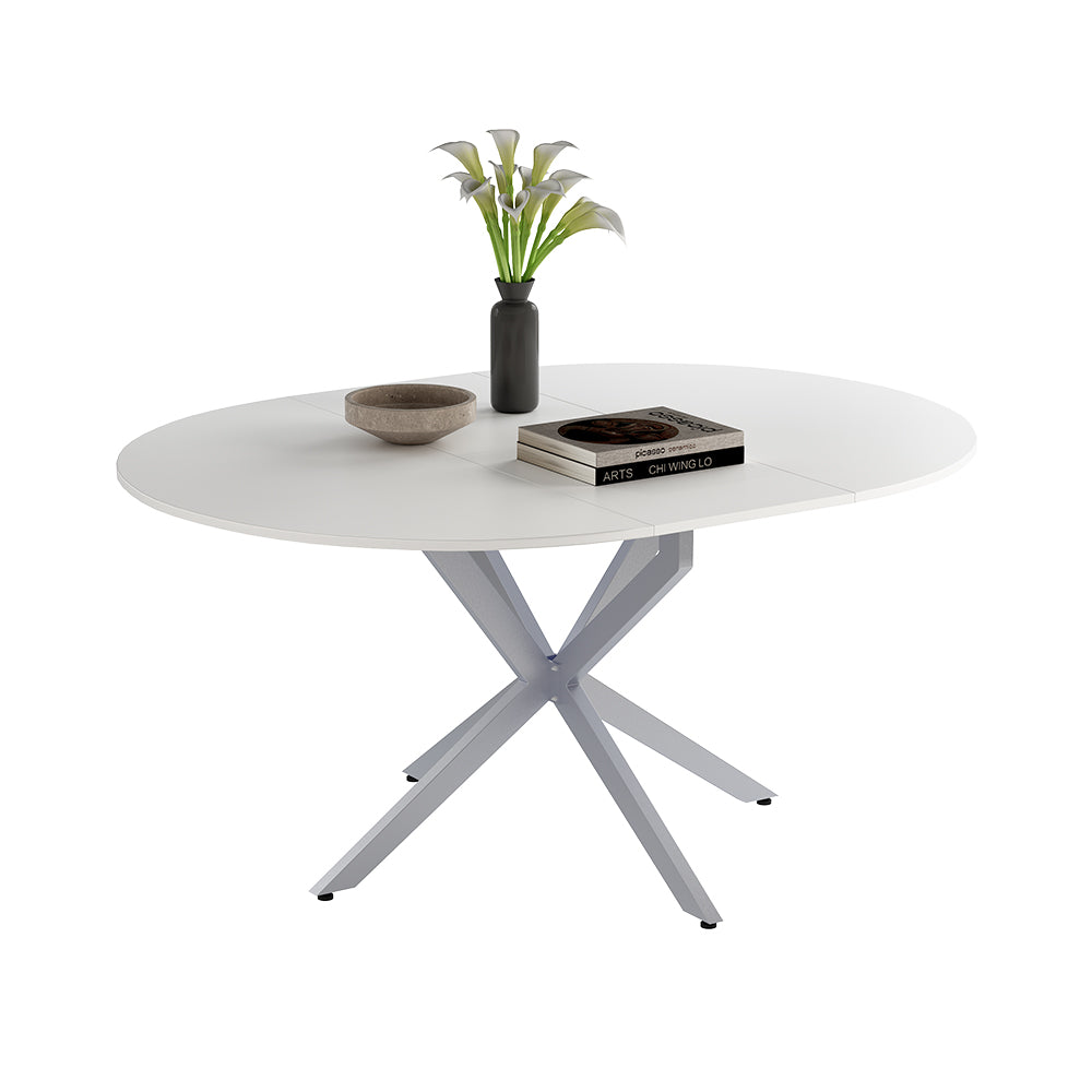 Vicco tavolo da pranzo allungabile Bianco/Grigio 120 x 76.5 cm Estensibile