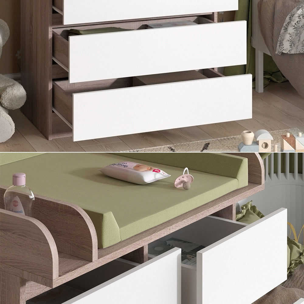 Vicco Fasciatoio Sonoma/Bianco 80 x 110.2 cm con 5 cassetti