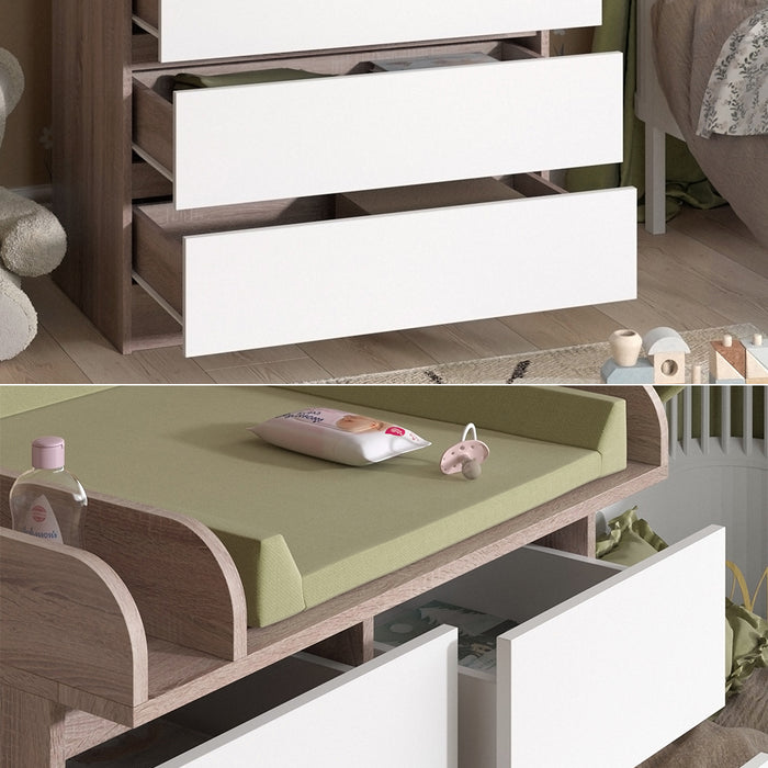 Vicco Fasciatoio Sonoma/Bianco 80 x 110.2 cm con 5 cassetti