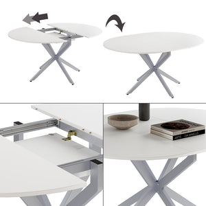 Vicco tavolo da pranzo allungabile Bianco/Grigio 120 x 76.5 cm Estensibile