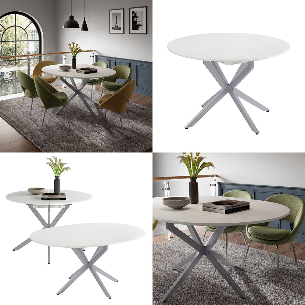 Vicco tavolo da pranzo allungabile Bianco/Grigio 120 x 76.5 cm Estensibile