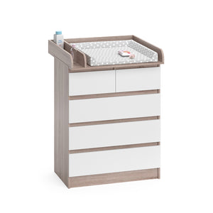 Vicco Fasciatoio Sonoma/Bianco 80 x 110.2 cm con 5 cassetti