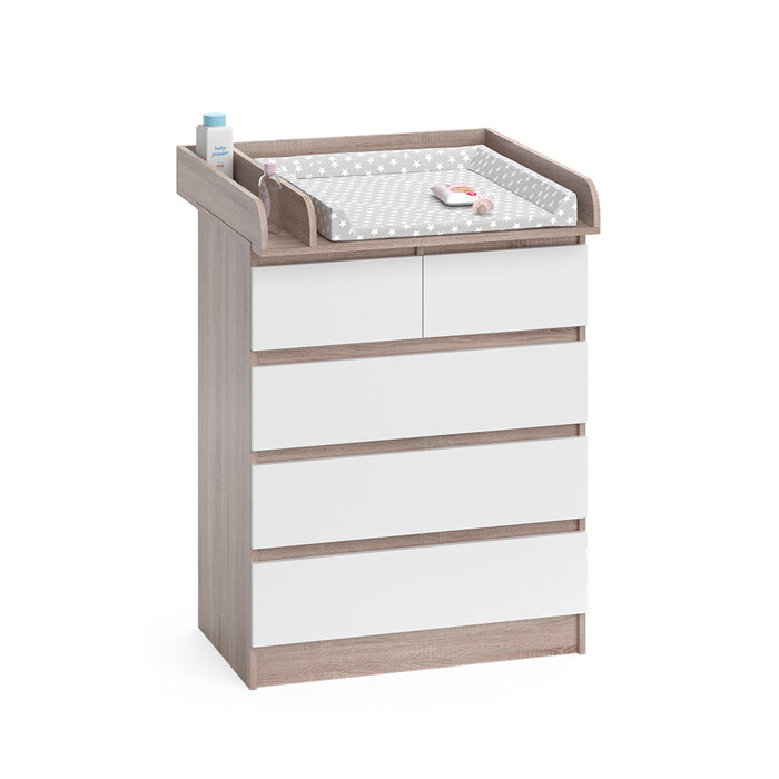 Vicco Fasciatoio Sonoma/Bianco 80 x 110.2 cm con 5 cassetti