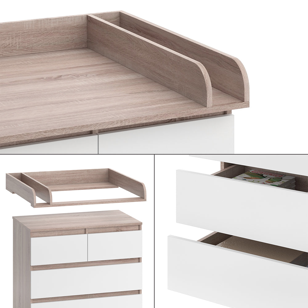 Vicco Fasciatoio Sonoma/Bianco 80 x 110.2 cm con 5 cassetti