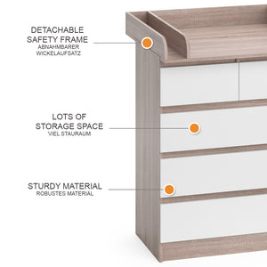 Vicco Fasciatoio Sonoma/Bianco 80 x 110.2 cm con 5 cassetti