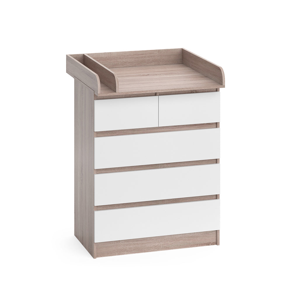 Vicco Fasciatoio Sonoma/Bianco 80 x 110.2 cm con 5 cassetti