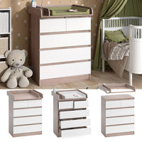 Vicco Fasciatoio Sonoma/Bianco 80 x 110.2 cm con 5 cassetti