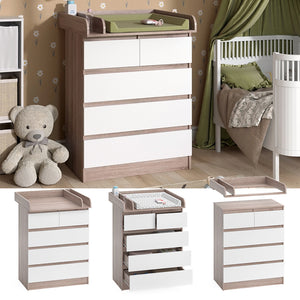 Vicco Fasciatoio Sonoma/Bianco 80 x 110.2 cm con 5 cassetti