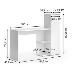 Vicco Scrivania per computer Bianco 141.2 x 45.2 cm