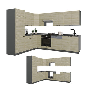 Vicco Cucina angolare completa Pannello in rovere/antracite 227 x 287 cm , PL Rovere