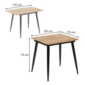 Vicco Tavolo da pranzo Rovere nero/oro 80 x 70 cm Estensibile