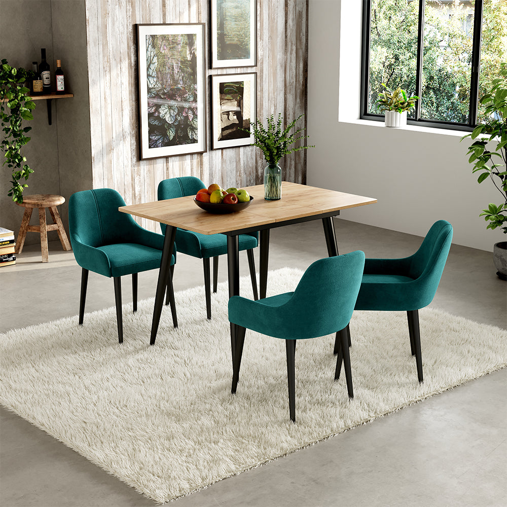 Vicco Tavolo da pranzo Rovere nero/oro 80 x 70 cm Estensibile