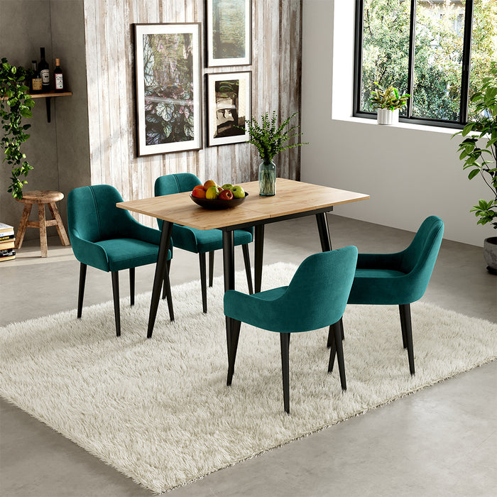 Vicco Tavolo da pranzo Rovere nero/oro 80 x 70 cm Estensibile
