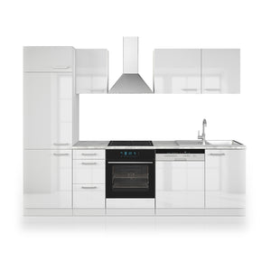 Vicco Cucina componibile Bianco 270 cm senza piano di lavoro con striscia LED