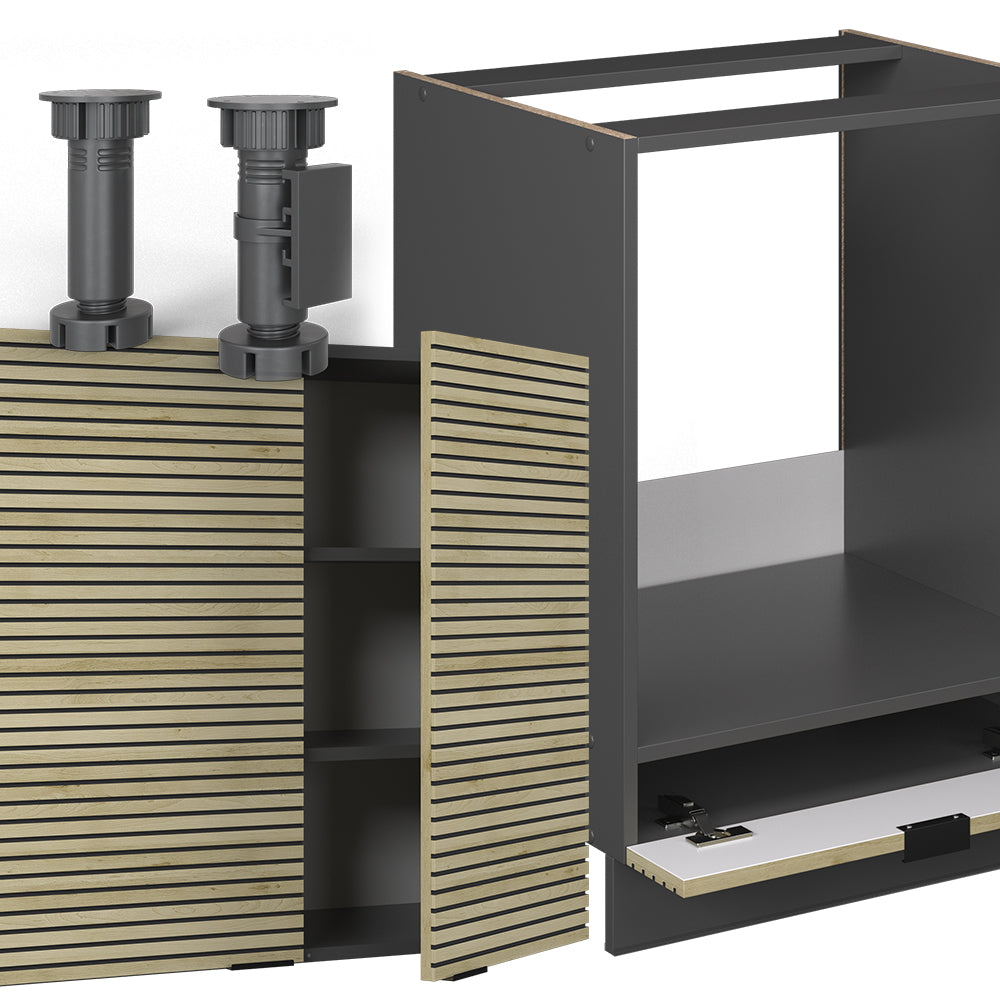 Vicco Cucina angolare completa Pannello in rovere/antracite 227 x 58.1 cm senza piano di lavoro