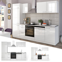 Vicco Cucina componibile Bianco 270 cm senza piano di lavoro con striscia LED