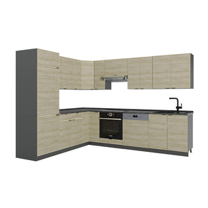 Vicco Cucina angolare completa Pannello in rovere/antracite 227 x 287 cm , PL Antracite