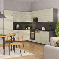 Vicco Cucina angolare completa Pannello in rovere/antracite 227 x 58.1 cm senza piano di lavoro