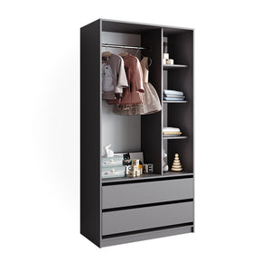 Vicco Armadio per bambini Antracite 100 x 200 cm con 2 cassetti