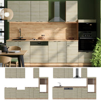 Vicco Cucina componibile Pannello in rovere/rovere goldkraft 300 cm con armadio alto, PL Marmo