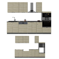 Vicco Cucina componibile Pannello in rovere/antracite 300 cm con armadio alto, senza piano di lavoro