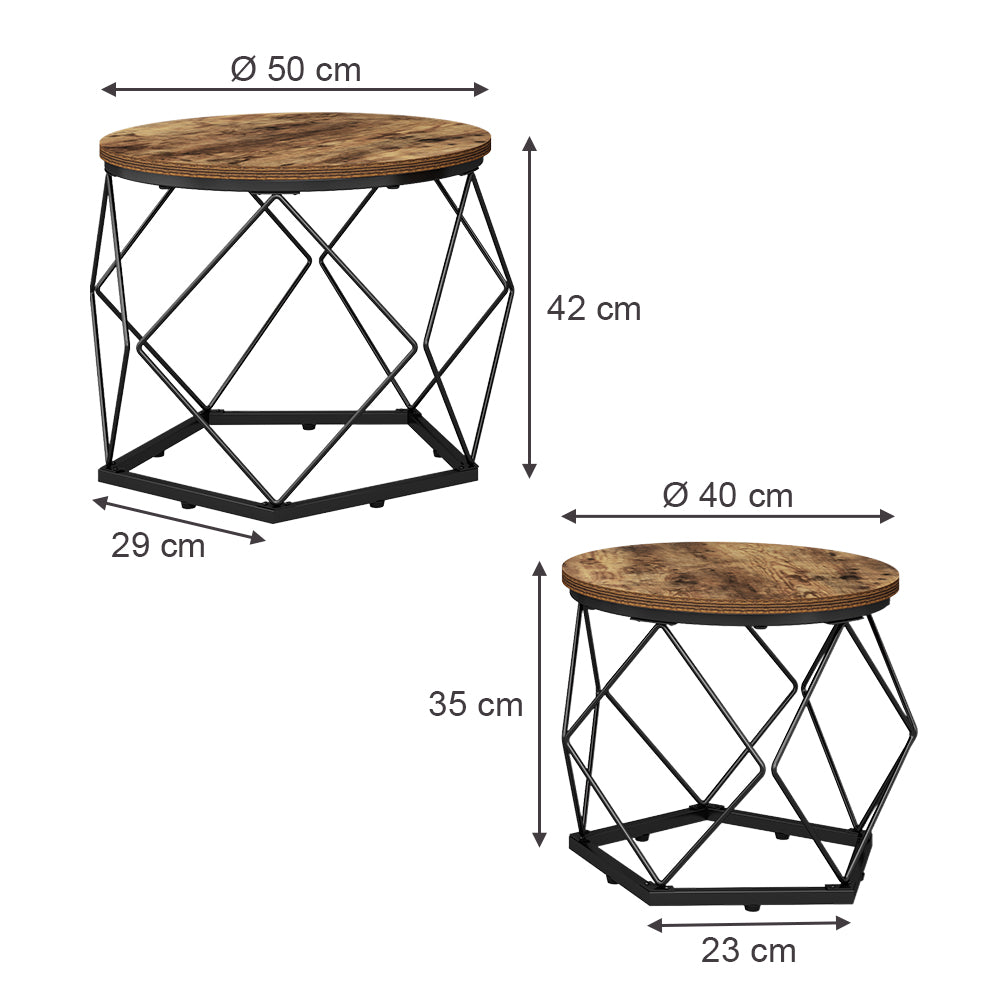 Vicco Set di tavolini Rovere rustico 50 x 40 cm 2 parti