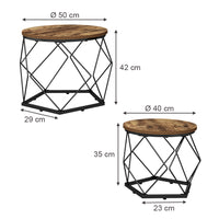 Vicco Set di tavolini Rovere rustico 50 x 40 cm 2 parti