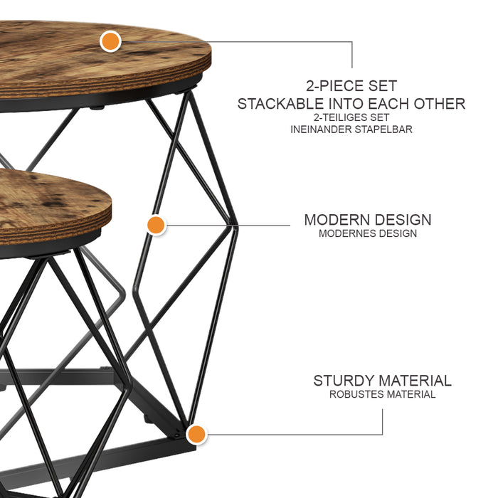 Vicco Set di tavolini Rovere rustico 50 x 40 cm 2 parti