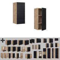 Vicco Pensile da cucina Nero a righe 30 cm