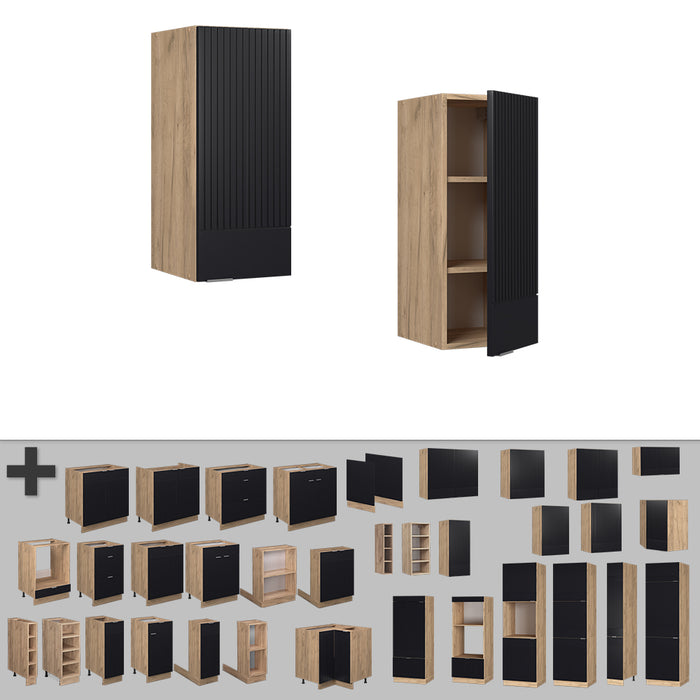 Vicco Pensile da cucina Nero a righe 30 cm