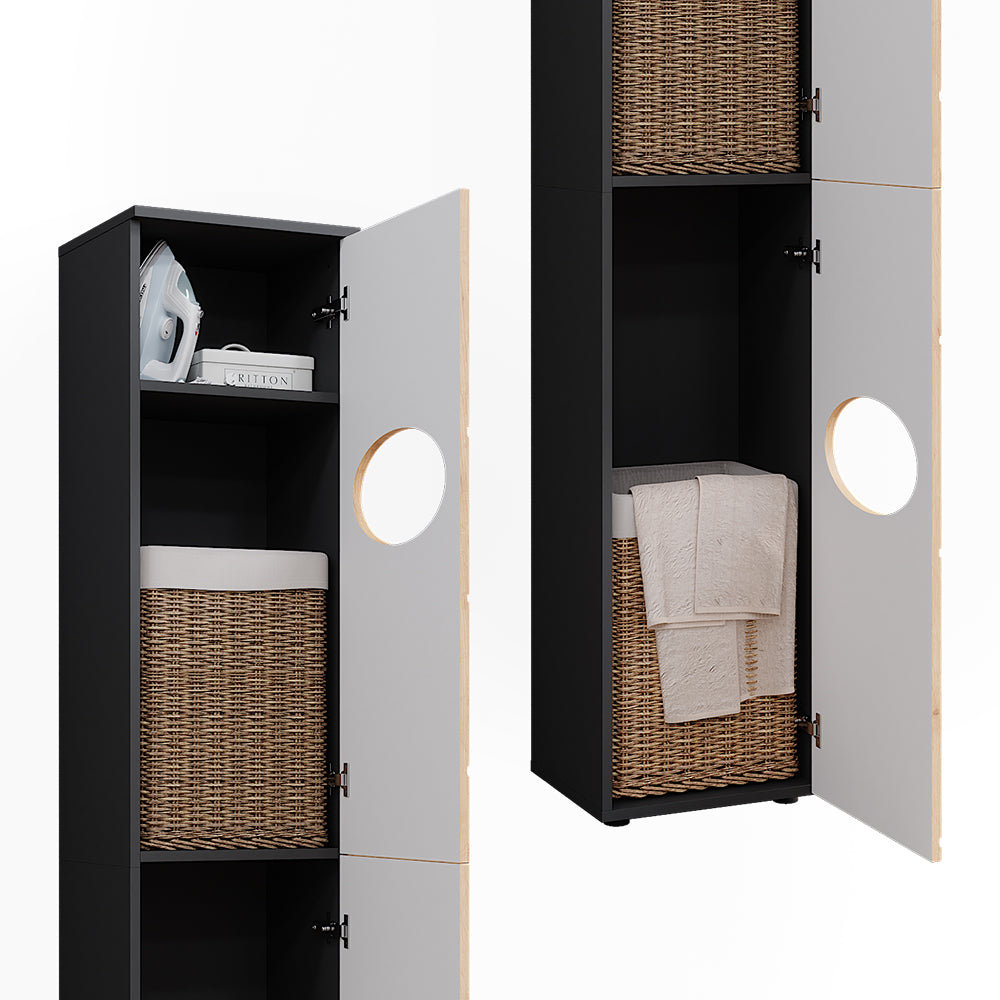 Vicco Armadietto per la biancheria Antracite/quercia dorata 32 x 192 cm