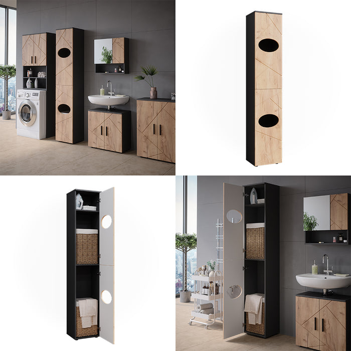 Vicco Armadietto per la biancheria Antracite/quercia dorata 32 x 192 cm