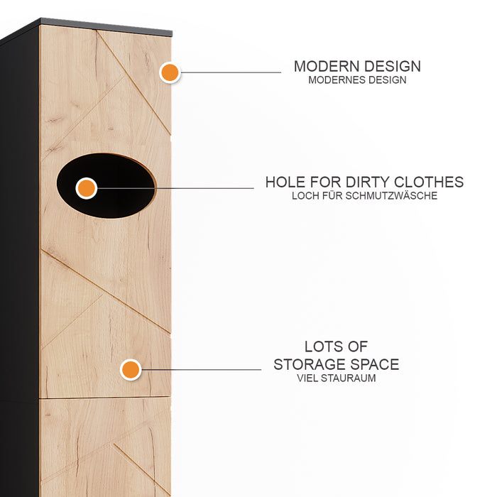 Vicco Armadietto per la biancheria Antracite/quercia dorata 32 x 192 cm