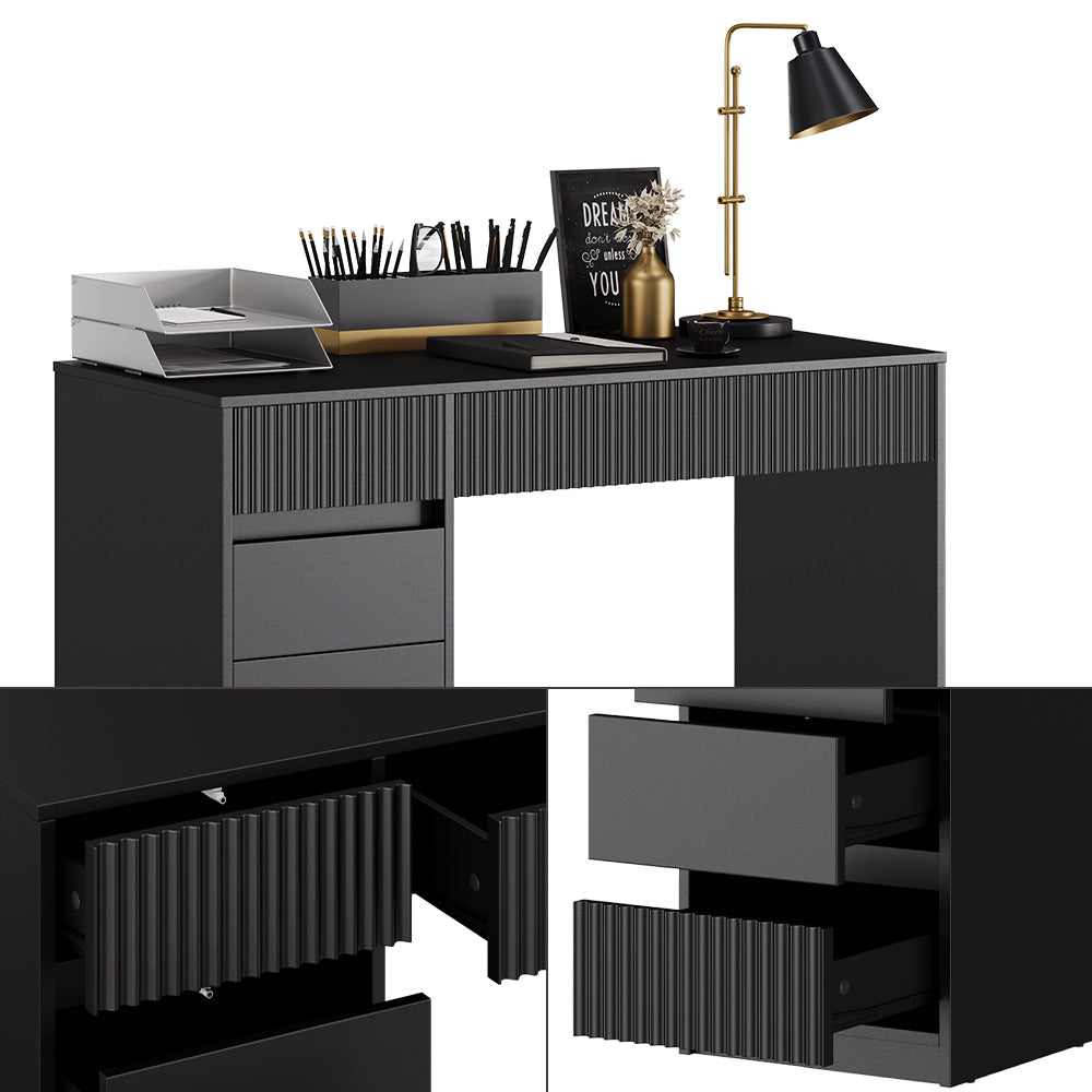 Vicco Scrivania Nero 120 x 55 cm con 5 cassetti