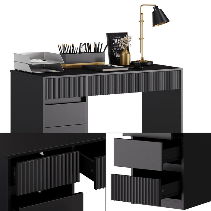 Vicco Scrivania Nero 120 x 55 cm con 5 cassetti