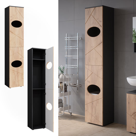 Vicco Armadietto per la biancheria Antracite/quercia dorata 32 x 192 cm