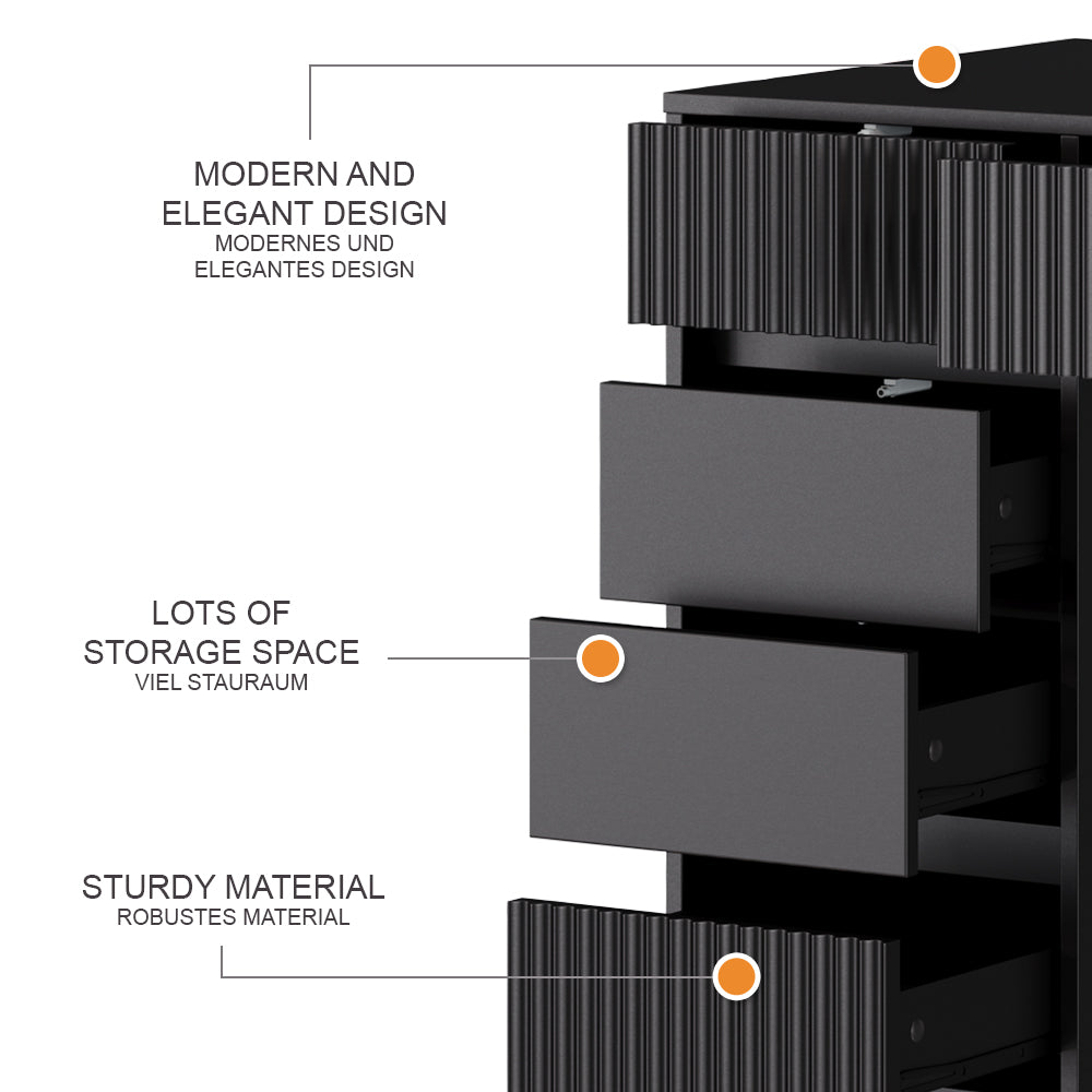 Vicco Scrivania Nero 120 x 55 cm con 5 cassetti