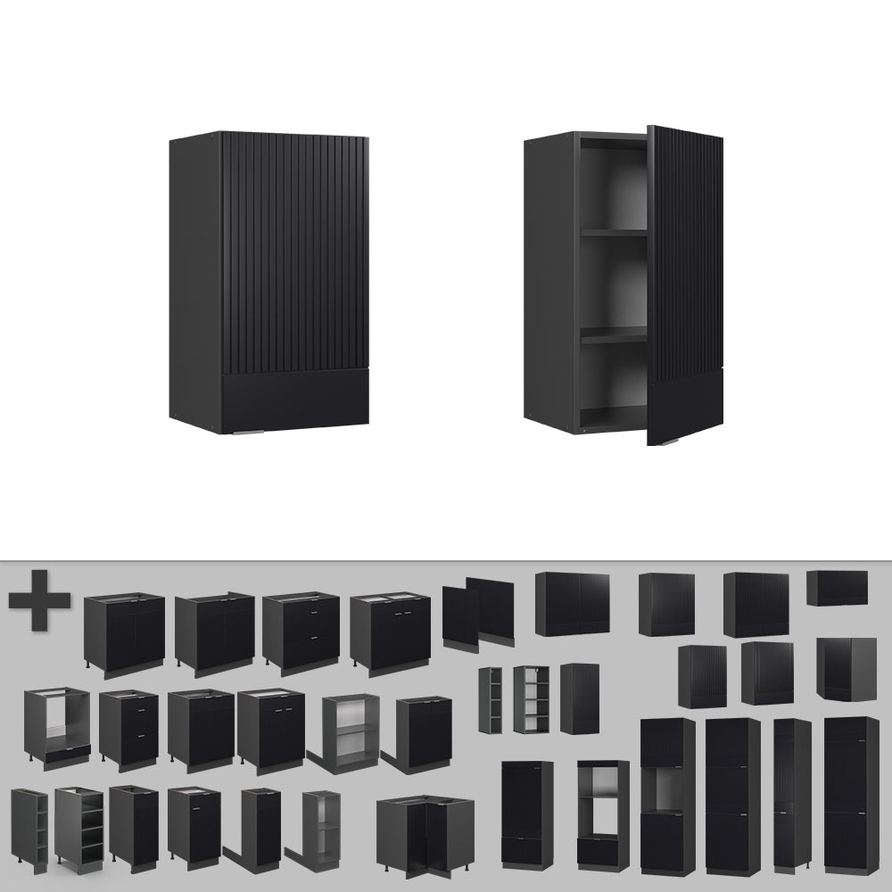 Vicco Pensile da cucina Nero a righe 40 cm