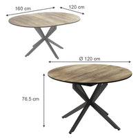 Vicco tavolo da pranzo allungabile Nero/quercia rustico 120 x 76.5 cm Estensibile